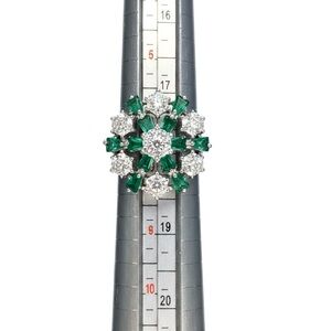 Simulated Emerald CZ Snowflake Statement Ring 18K White Gold Filled NWT